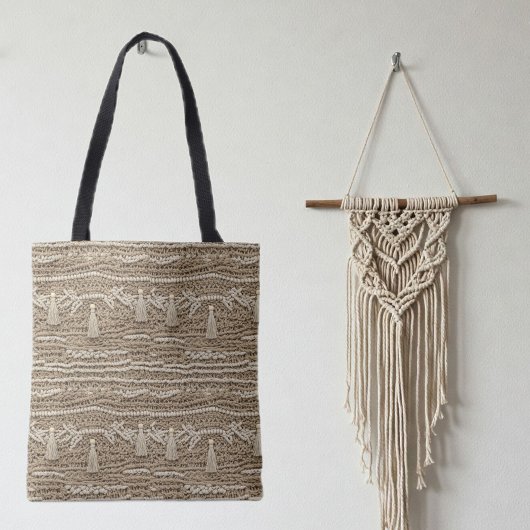 Boho Chic Macrame Style Handbag – Earth Tones トートバッグ