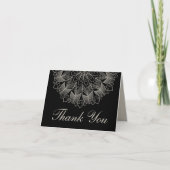 Boho Chic Mandala Indian Elegant Black Wedding サンキューカード (正面)