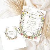 Boho Chic Meadow Wildflower Wreath Bridal Shower 招待状