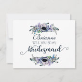 Boho Chic Mint & Navy Will Be My Bridesmaid 招待状 (正面)