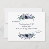 Boho Chic Mint & Navy Will Be My Bridesmaid 招待状 (裏面)