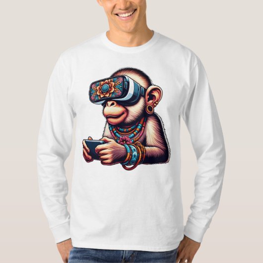 Boho Chic Monkey:トレンディー、動物芸術的のTee Tシャツ (正面)