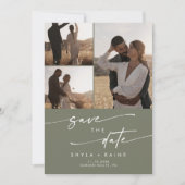 Boho Chic Olive Green写真数々のQRコード セーブザデート (正面)