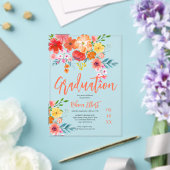 Boho Chic Orangeフローラ卒業写真 アクリル招待状 (インサイチュ (ウェディング))