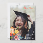 Boho Chic Orangeフローラ卒業写真 招待状 (裏面)