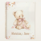 Boho Chic Pastel Pink and Brown Teddy Bear プランナー手帳 (正面)