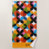 BOHO Chic Pattern Vibrant Mid Century Modern Name  ビーチタオル (正面)