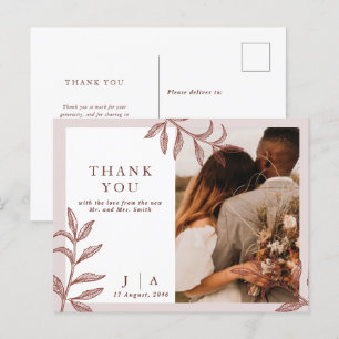 Boho Chic Photo素朴's Thank 結婚 Youポストカード インビテーションポストカード