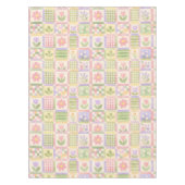 Boho Chic Pink & Green Quilt Floral Patchwork テーブルクロス (正面)