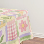 Boho Chic Pink & Green Quilt Floral Patchwork テーブルクロス (インサイチュ)