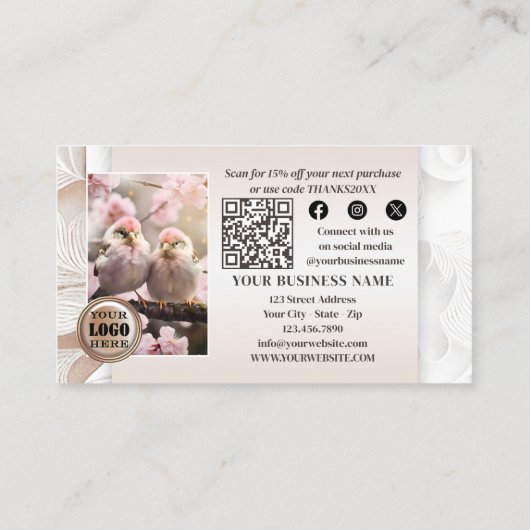 Boho Chic QRコード写真ご注文ありがとうございます 名刺 (裏面)