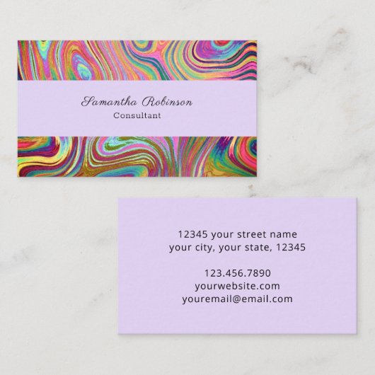Boho Chic Rainbow Lavender Swarling抽象芸術 名刺 (正面/裏面)