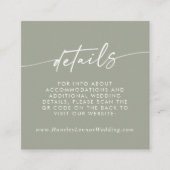 Boho Chic Sage Greenの結婚QRコード詳細 エンクロージャーカード (正面)