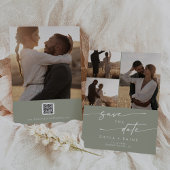 Boho Chic Sage Green写真数々のQRコード セーブザデート