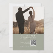 Boho Chic Sage Green Photo QR Code 結婚's 招待状 (裏面)