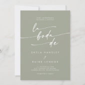 Boho Chic Sage Green QRコードスペインの結婚ズ 招待状 (正面)