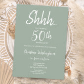 Boho Chic Sage Green Surprise 50th Birthday 招待状