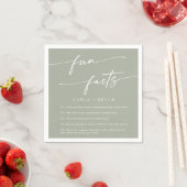 Boho Chic Sage Green Wedding Fun Fact Napkins スタンダードカクテルナプキン (インサイチュ)