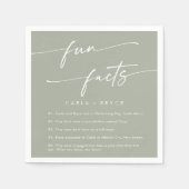 Boho Chic Sage Green Wedding Fun Fact Napkins スタンダードカクテルナプキン (正面)