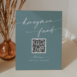 Boho Chic Seafoam Teal Wedding Honeymoon Fund 台座サイン