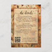 Boho Chic Sienna Floral Wedding Details QR Code エンクロージャーカード (正面)
