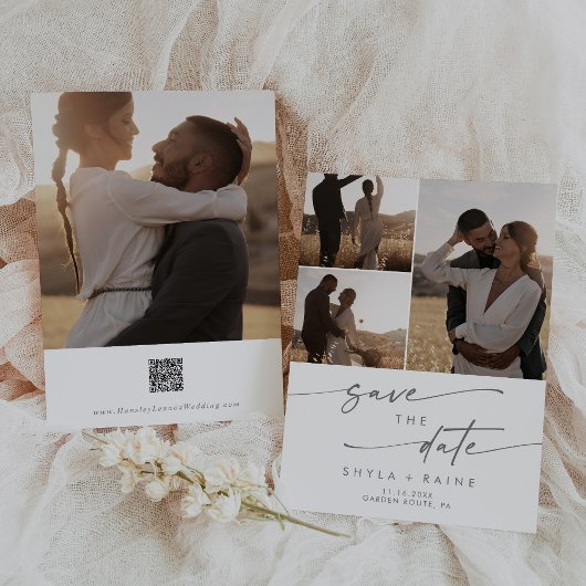 Boho Chic Silver Gray写真数々のQRコード セーブザデート