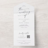 Boho Chic Silver Gray QRコードメール結婚イン オールインワン招待状 (内側)