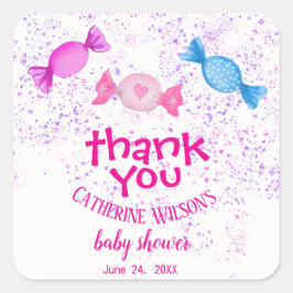Boho Chic Sweets Candy Land Thank You Baby Shower スクエアシール