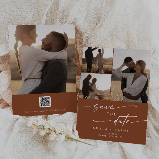 Boho Chic Terracotta写真数々のQRコード セーブザデート