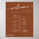 Boho Chic Terracotta DIY Wedding Welcome Timeline ポスター (正面)