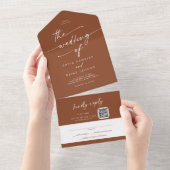 Boho Chic Terracotta QRコードインズ結婚ーズ オールインワン招待状 (貼ってはがせる)