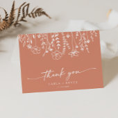 Boho Chic Terracotta Wildflower Folded Wedding  サンキューカード