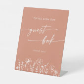 Boho Chic Terracotta Wildflower Wedding Guest Book 台座サイン (正面)