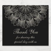 Boho Chic Thank You Mandala Indian Black Wedding ビールラベル (シングルラベル)