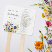 Boho Chic Watercolor Wildflower Wedding Program ハンドファン