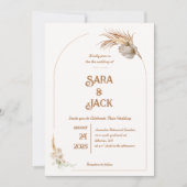 Boho Chic Wedding Invitation Pampas Grass 招待状 (正面)