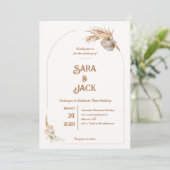 Boho Chic Wedding Invitation Pampas Grass 招待状 (スタンド正面)