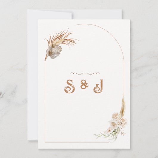 Boho Chic Wedding Invitation Pampas Grass 招待状 (裏面)