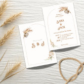 Boho Chic Wedding Invitation Pampas Grass 招待状