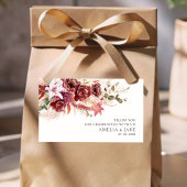 Boho Chic Wedding Sticker – Burgundy Blush Floral  長方形シール