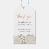 BOHO CHIC WHITE ROSES'結婚s Thank You ギフトタグ (正面)