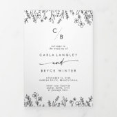 Boho Chic Wildflower Monogram Wedding 三つ折りプログラム (カバー)