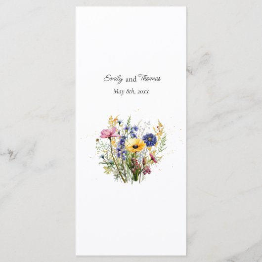 Boho Chic Wildflower Simple Wedding メニュー (裏面)