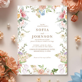 Boho Chic Wildflower Spring Garden Wedding 招待状