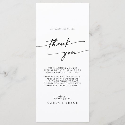 Boho Chic Wildflower Thank You and Wedding メニュー (裏面)