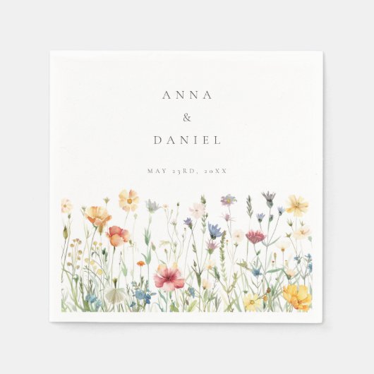 Boho Chic Wildflower Wedding スタンダードカクテルナプキン (正面)