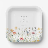 Boho Chic Wildflower Wedding ペーパープレート (正面)