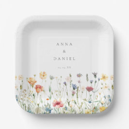 Boho Chic Wildflower Wedding ペーパープレート