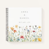 Boho Chic Wildflower Wedding Guest Book ノートブック (正面)