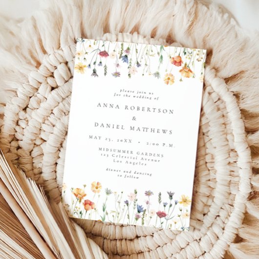 Boho Chic Wildflower Wedding Invitation 招待状